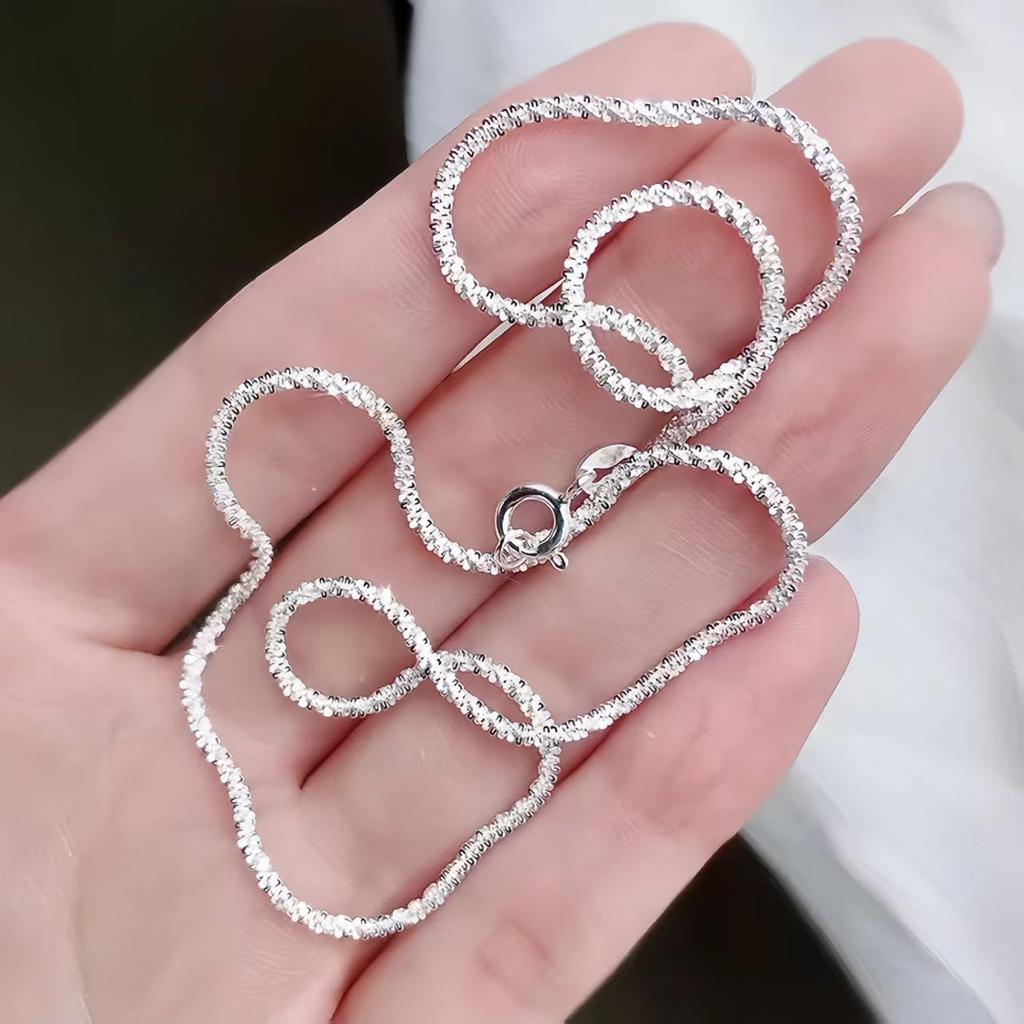 925 Sterling Silber 40-75cm Exquisites Funkelndes Halskette Mode Damen Paar Ehefrau Jahrestag Geschenk Schmuck Zubehör