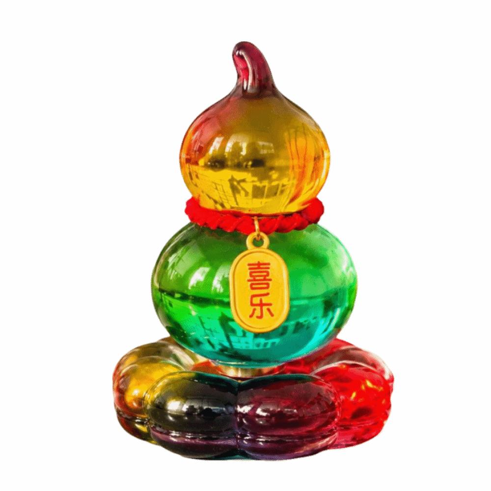 Crystal Rotating Gourd Ornament Rotatable Gourd Crystal Table Statue Desktop Decor Rotating Colorful