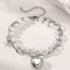 Stainless Steel Bracelets Elegant Light Luxury Exquisite Hanging Peach Heart Zircon Bracelets For Women Zircon High-end Banquet