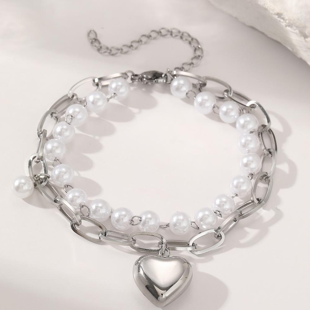 Stainless Steel Bracelets Elegant Light Luxury Exquisite Hanging Peach Heart Zircon Bracelets For Women Zircon High-end Banquet