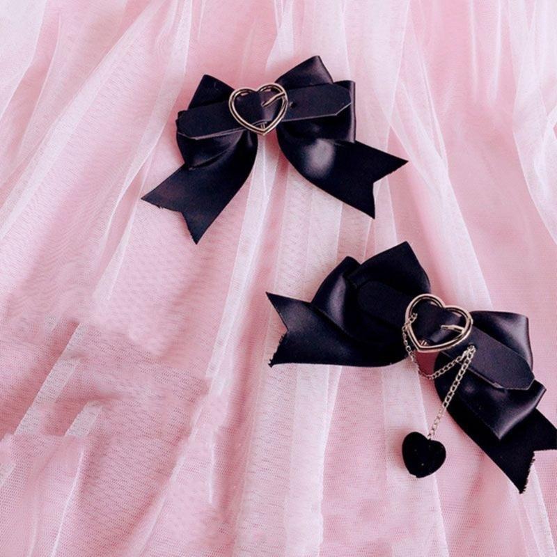 2PCS Harajuku Bowknot Hair Clip Ponytail Bangs Travel Hairpins Lovely Hair Clip
