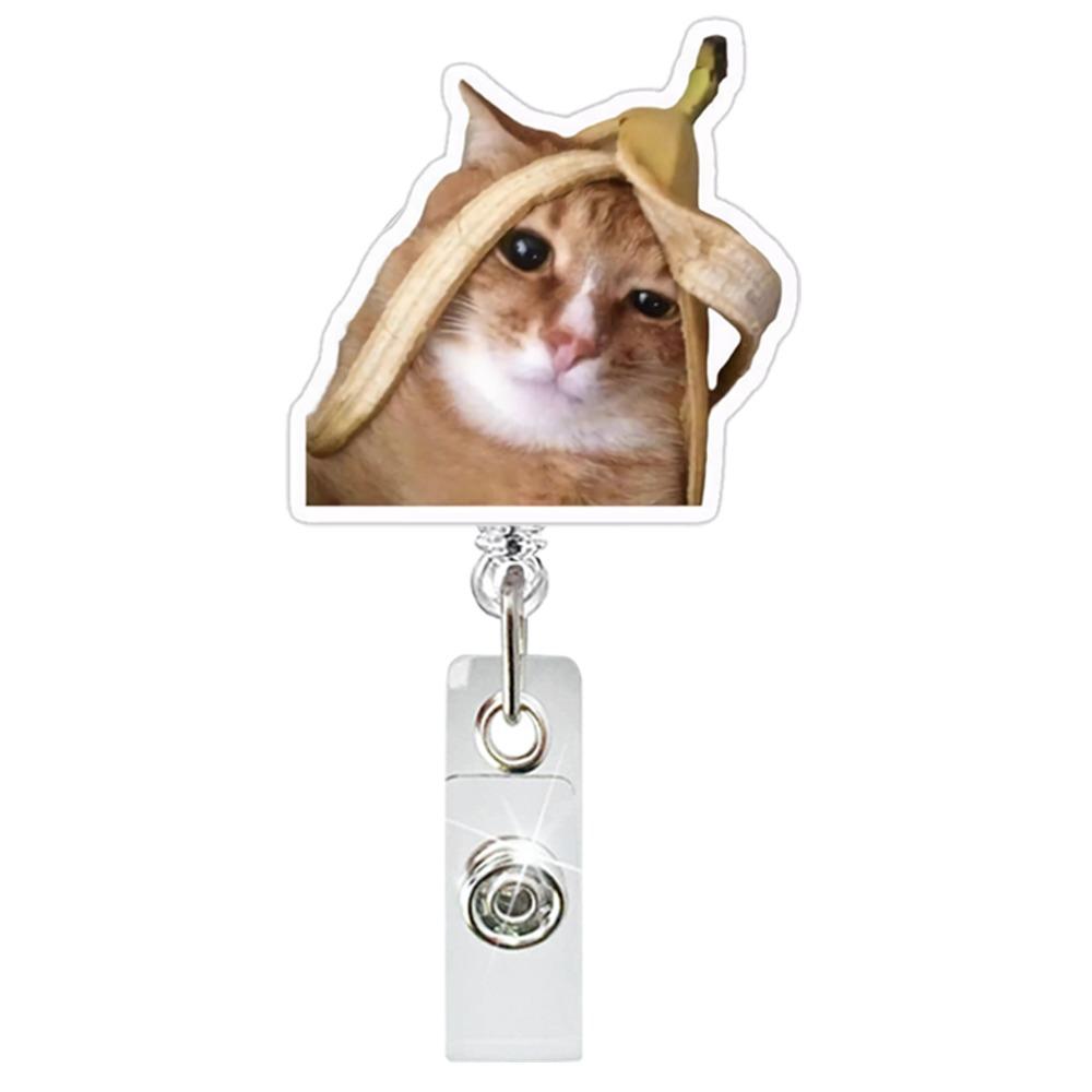 Lanyard Memes Badge Reels Retractable Name Tag Holder Fashion Cat Keychain