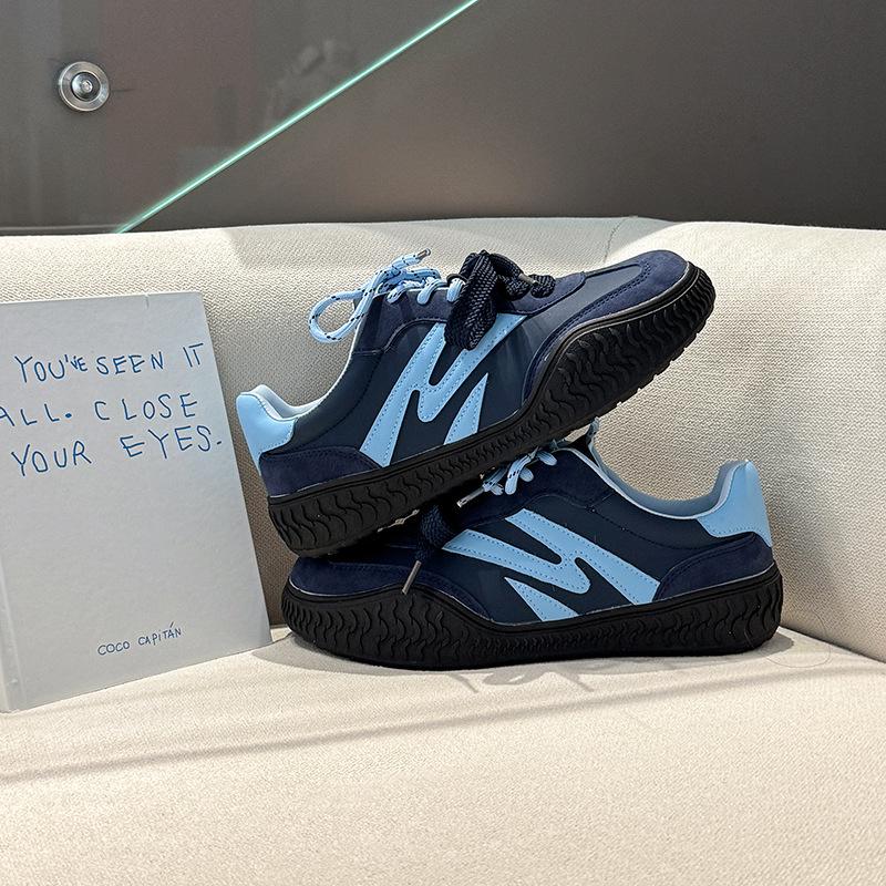 Fashion versatile contrasting color lace-up mesh platform casual German training board shoes women's 2025 summer new color matching casual board shoes