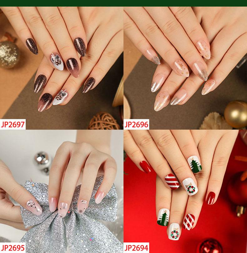 European & American Christmas Press-On False Nails Set