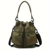 Women'S Casual Dual-Purpose Shoulder Bag, Multifunctional Large-Capacity Crossbody Bag, Drawstring Tote, Everyday Commuting Bag for Wallet And Phone