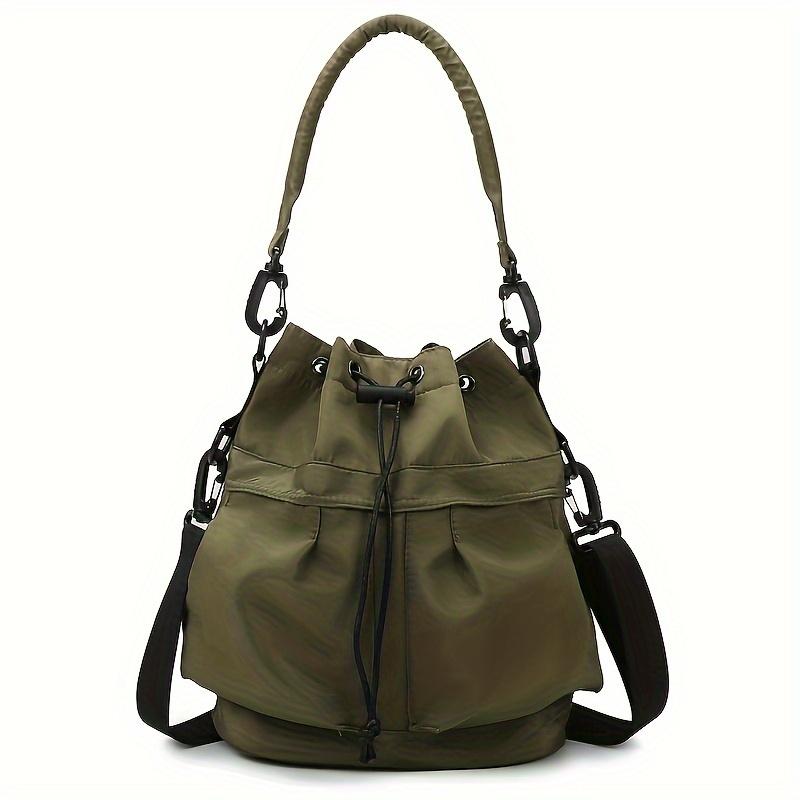 Women'S Casual Dual-Purpose Shoulder Bag, Multifunctional Large-Capacity Crossbody Bag, Drawstring Tote, Everyday Commuting Bag for Wallet And Phone