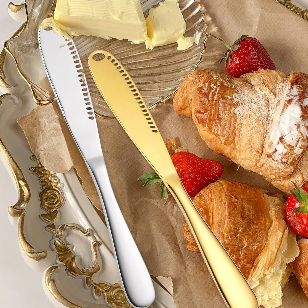 430 Stainless Steel Butter Knife with Hole Butter Spatula Oil Scraper Cheese Bread Jam Butter