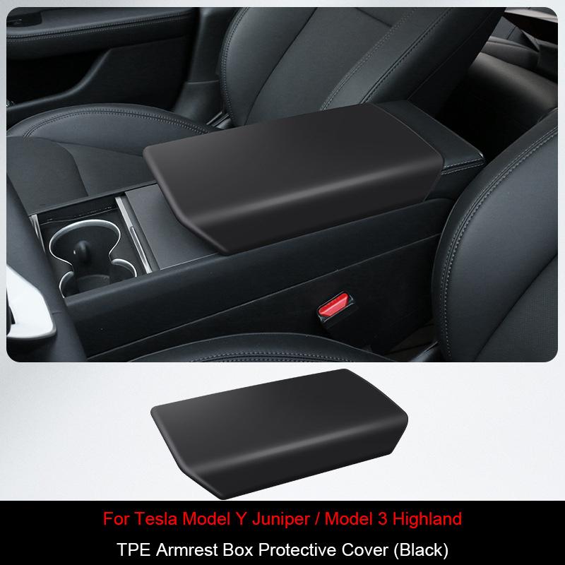 For Tesla Model Y Juniper Center Console Armrest Cover TPE Model 3/Y 2021-2025 Armrest Protection Cover Anti-slip Mat Accessory