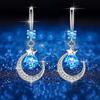1 Pair Women Earrings Moon Star Rhinestones Jewelry Elegant Geometry Hook Earrings for Daily Wear