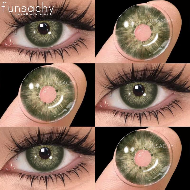 

FUNSACHY 1 пара цветных зрачков для глаз, натуральные карие большие глаза, контактные линзы, косметика, зеленые линзы для глаз, серые линзы для женщин и мужчин