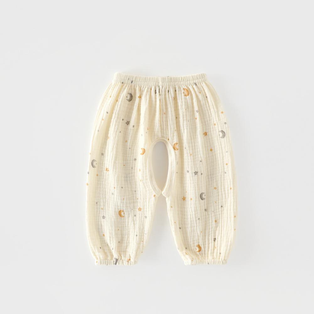 Summer Thin Pure Cotton Anti-Mosquito Gauze Pants for Children: Crotch-Opening, A-Class, Loose Wide-Leg Design for Outdoor and Casual Home Wear
