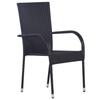 VidaXL Chaises empilables d'extérieur 6 pcs Résine tressée Noir