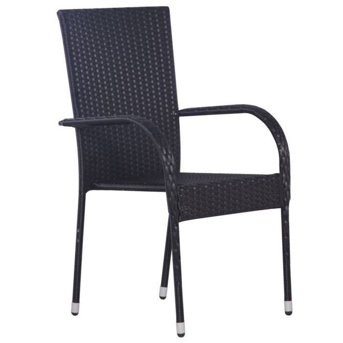 VidaXL Chaises empilables d'extérieur 6 pcs Résine tressée Noir