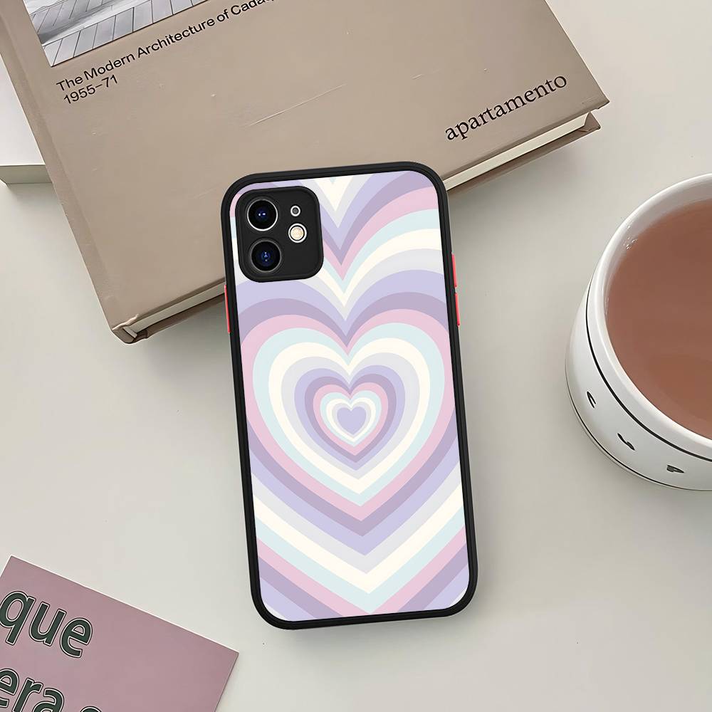 Love Heart Cute Silicone Case For IPhone 16 15 14 13 12 11 Pro Max Plus X XS MAX Shockproof Matte Cover