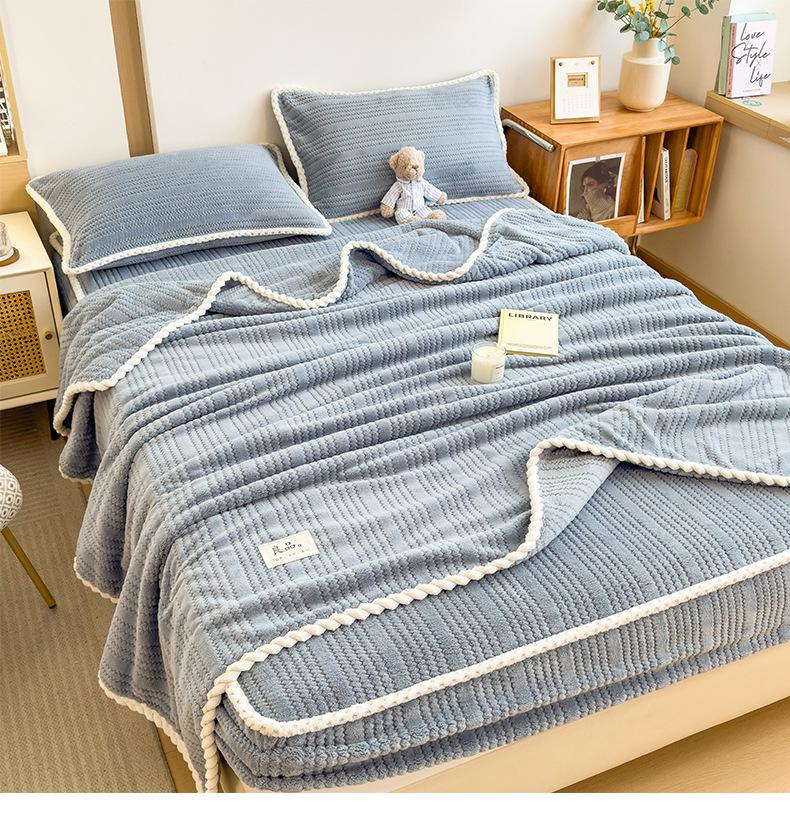 Class A Jacquard Milk Velvet Fitted Sheet and Mattress Protector Set