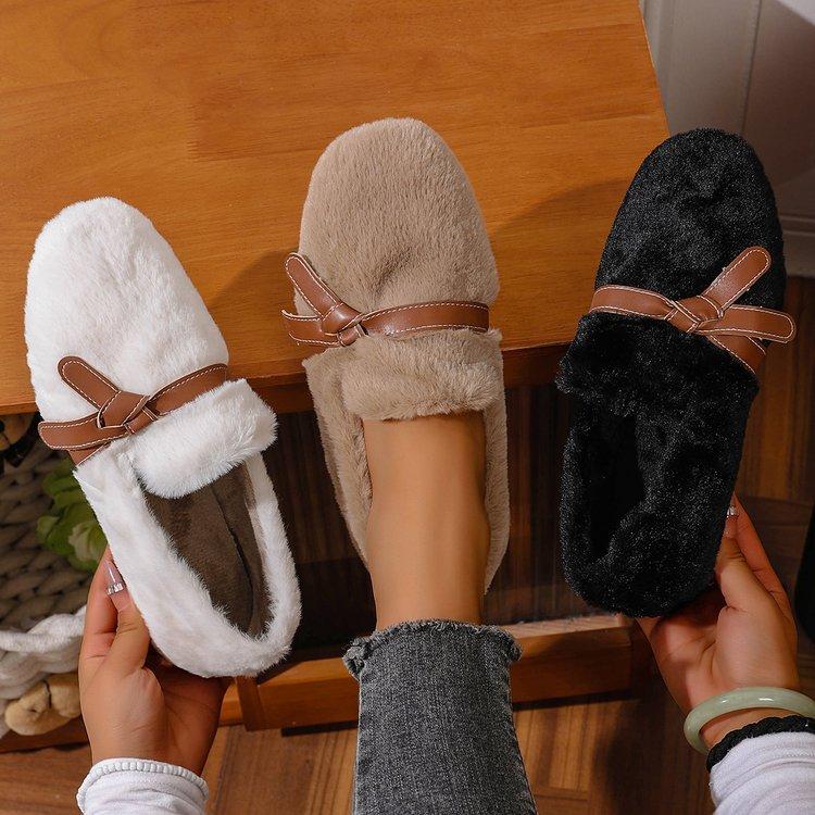 2025 New Fashion Anti-slip Thick Plush flat shoes Women Faux Fur Winter shoes Woman Slip On Warm Cotton Padded Shoes Female 465