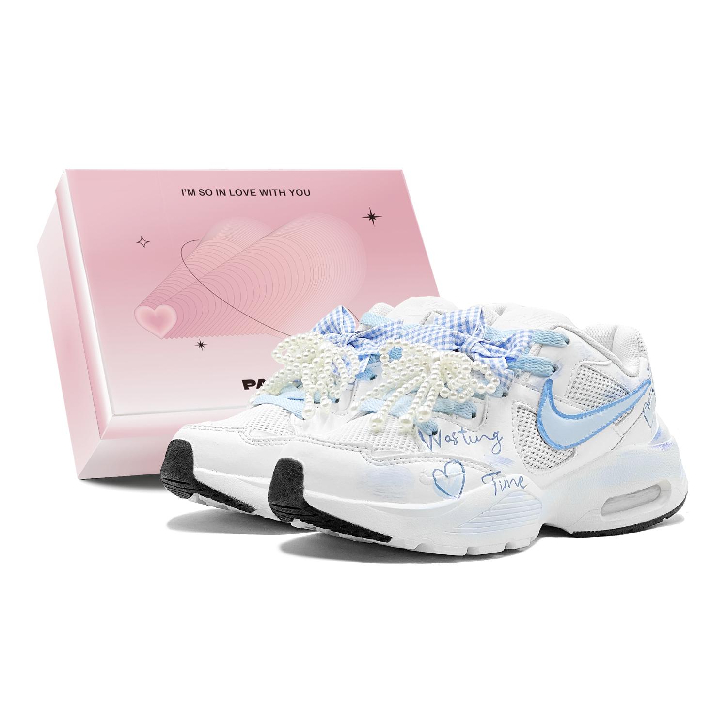 

Nike Air Max Fusion Abrasion Resistant Breathable Low top Running Shoes Women s Blue White CJ1671-100(TeamS2-S-BOX) 36.5