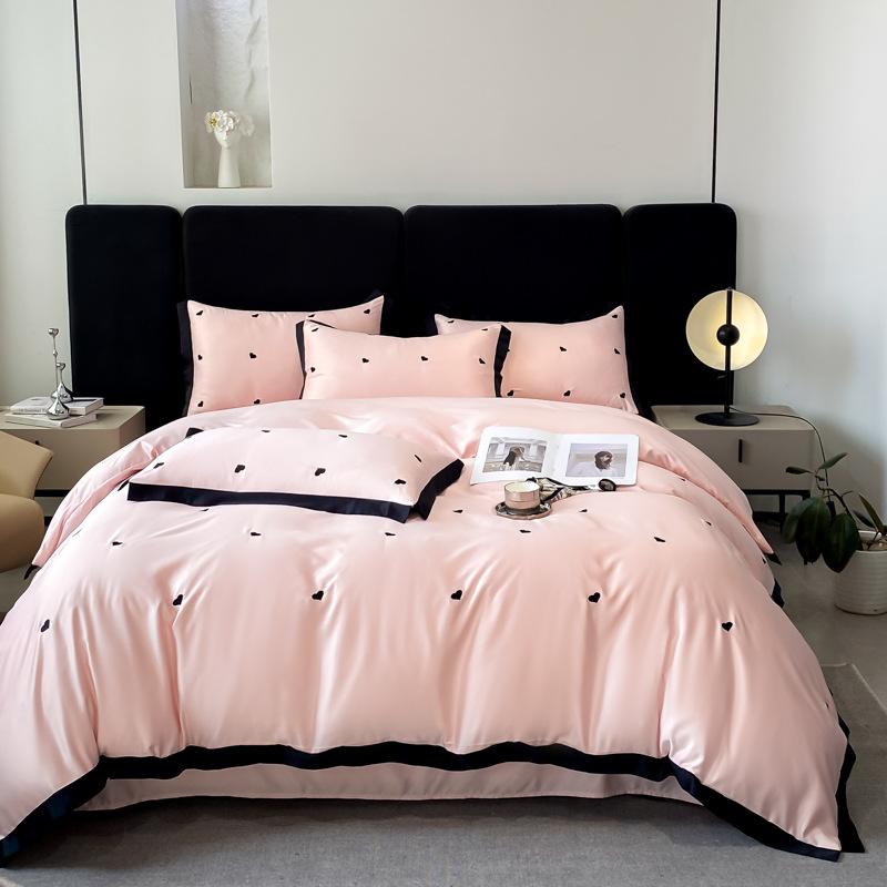 Simple light luxury Class A maternal and infant grade 4pcs set embroidered quilt cover bed sheet sleeping naked bedding 3pcs set