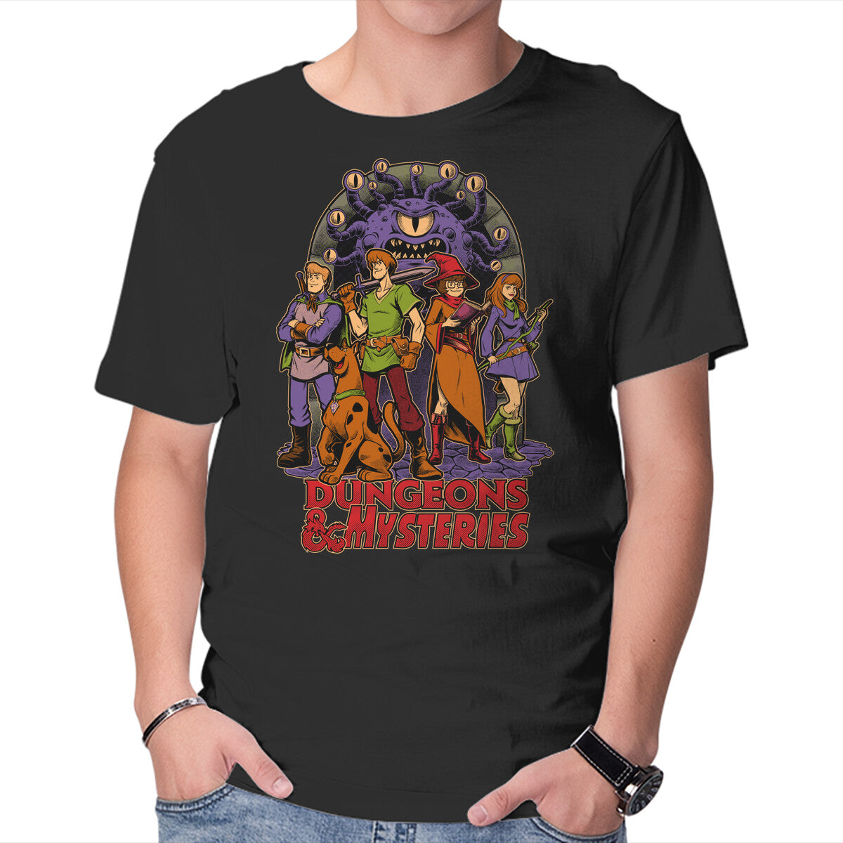 Unisex Crew Neck T-Shirt Dungeons And Mysteries Graphic Short Sleeve Casual Tee L