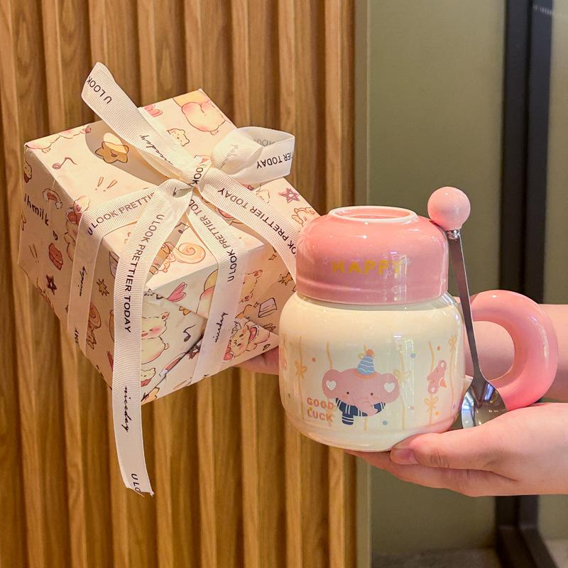 ins cute baby elephant ceramic mug high-value birthday gift for girl girlfriends meaningful souvenir