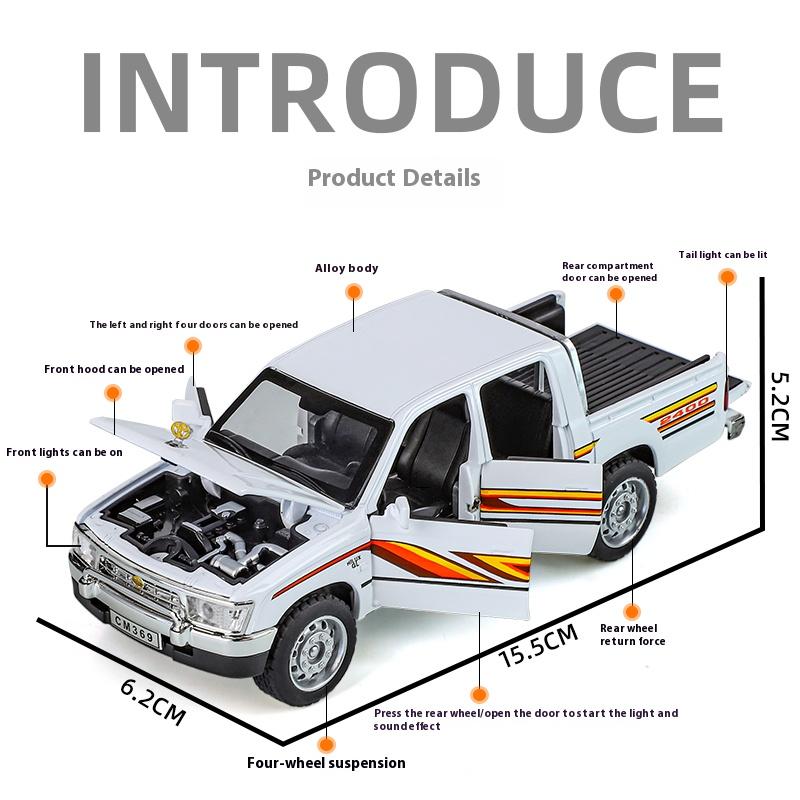 1/32 Scale Helax Simulation Alloy Car Model Toy Ornaments Collection Boy Gift with Sound and Light Off-road Pickup Truck