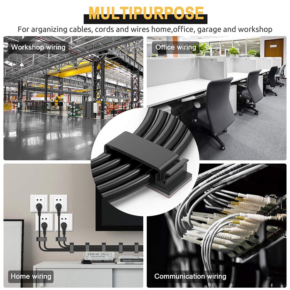 100Pcs Self Adhesive Wire Tie Cable Clamp Clips Holder Organizer Clamp Multipurpose Management Car GPS Data Cable Decorative Tie