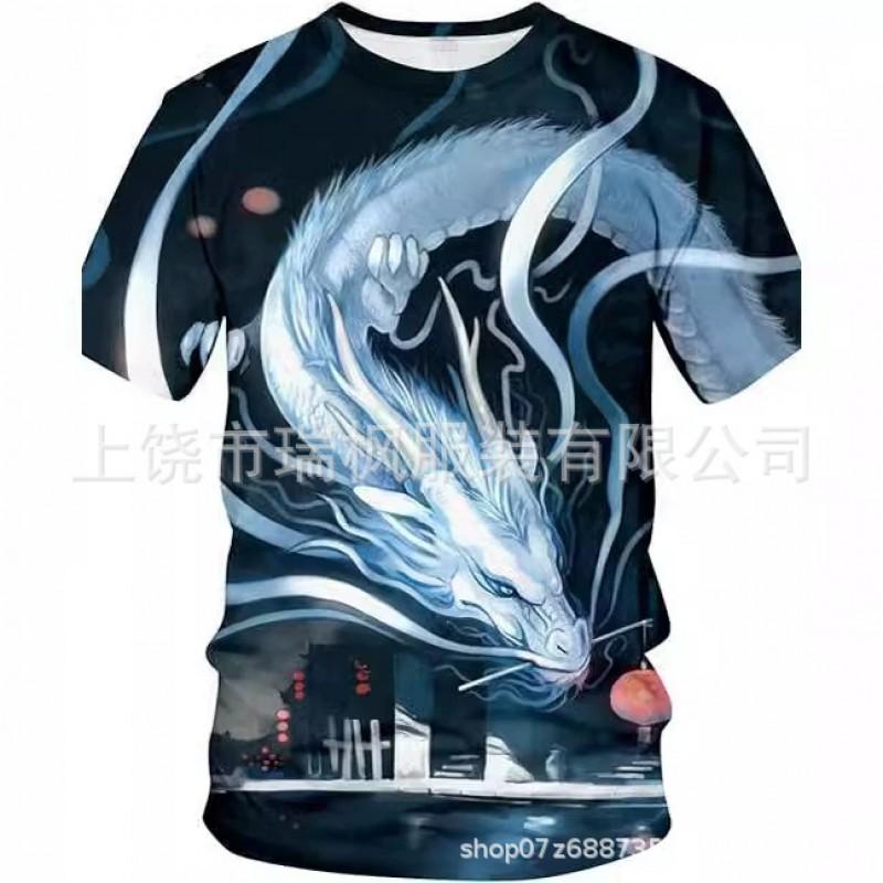 Mens 3D Digital Print T-Shirt Dragon Limited Edition Cartoon Mythical Casual Loose Fit Tee