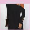 Stylish Long Sleeve Spliced Polyester Metal Hook Dress For Women
