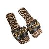 New Leopard Print Open-toed Flat-bottomed Slippers Women's 2025 European and American Large-size Summer Wear Fashion Beach Cool Slippers