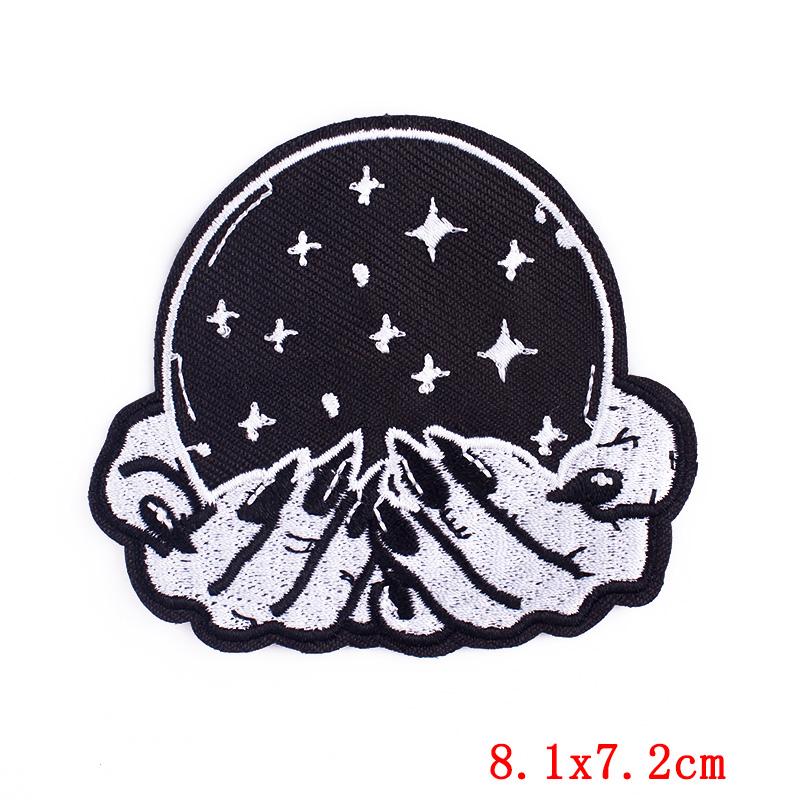 Drinking Coffee Skeleton Patches Skull Finger Letter Embroidery Patch For Clothing Thermoadhesive Patches On Clothes Punk Patch