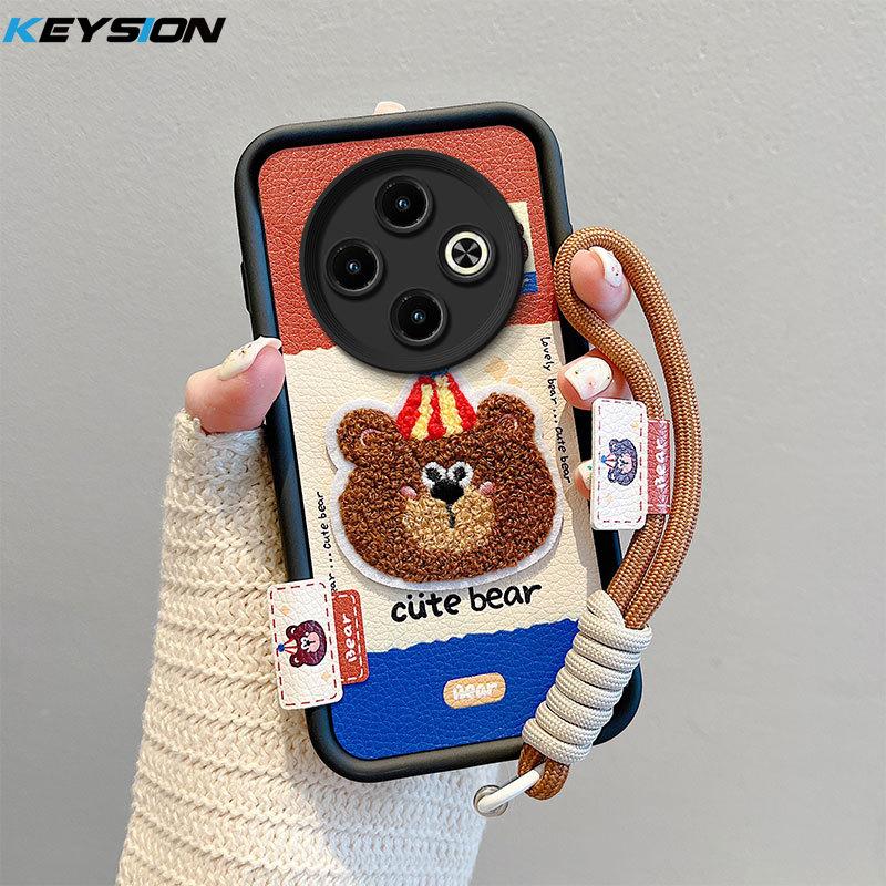 

KEYSION Мультяшний Милий Плюшевий Вишитий Чохол для TECNO Spark 30C зі Шнурком PU Шкіра Ударостійкий Чохол для Телефону для TECNO Spark 30C for Spark 30C