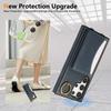 For Samsung Galaxy S24 Ultra PU Leather Back Case Card Holder Kickstand Phone Cover with Wrist Strap