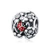 WOSTU 925 Sterling Silver Red Ladybug Charm Lucky Colver Beads Bee Pendant For Original Bracelet DIY Necklace Women Jewelry Make