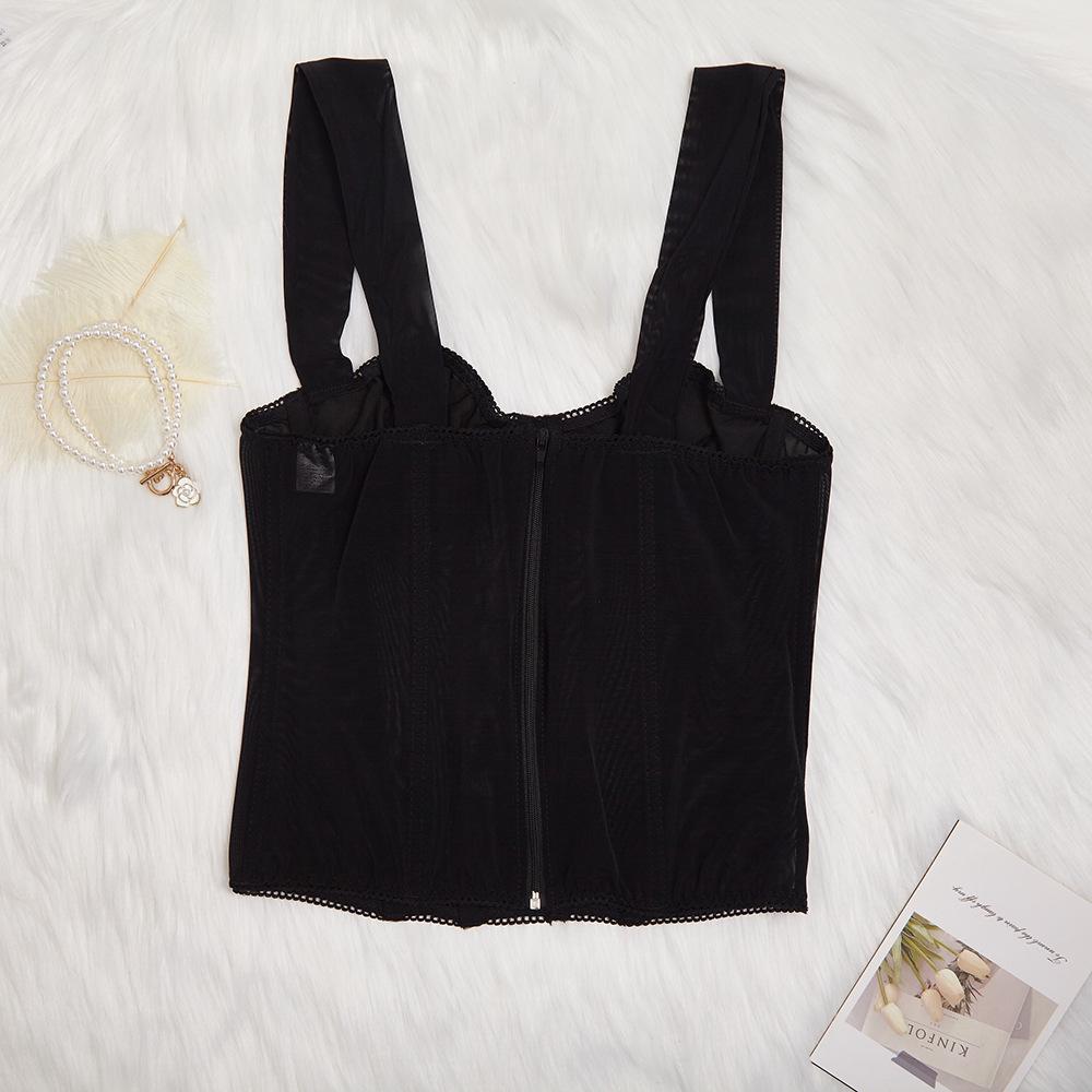 Women's Sexy Fishbone Bustier Camisole - Slimming Waist Zipper Bandeau Top