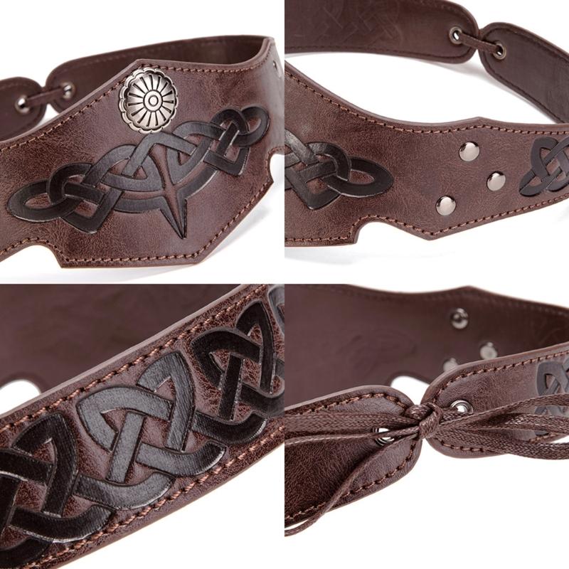 Adjustable Leather Headband Medieval Knight Headband Halloween Cosplay Accessory Headgear Motorcycle Driving Headwear