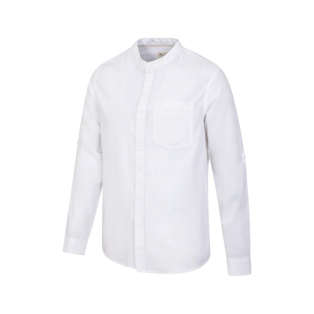 Mountain Warehouse Mens Lowe Linen Blend Grandad Collar Shirt
