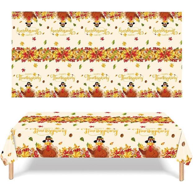 Turkey Fall Thanksgiving Party Decorations Disposable Plastic Table Cover Autumn Tablecloth for Thanksgiving and Fall Party Supplies 54”x108”