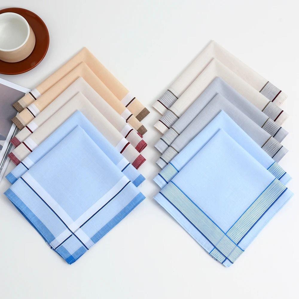 12Pcs/Set Sweat Absorbent Pocket Plaid Square Towel Men's Cotton Handkerchiefs  Wedding Season