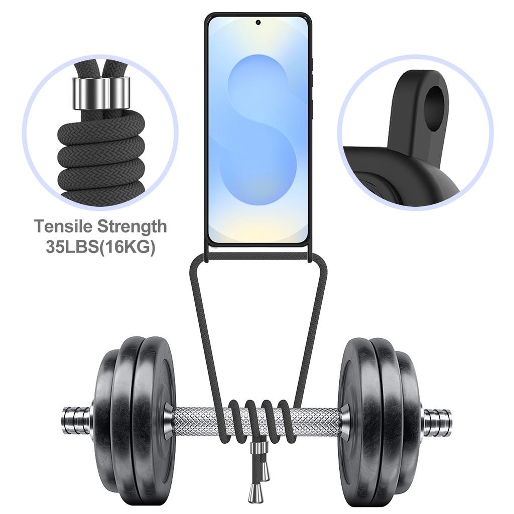 למארז Samsung Galaxy S26 Ultra, כיסוי אחורי לטלפון מסיליקון נוזלי עם מחזיק כרטיסים ורצועת צוואר