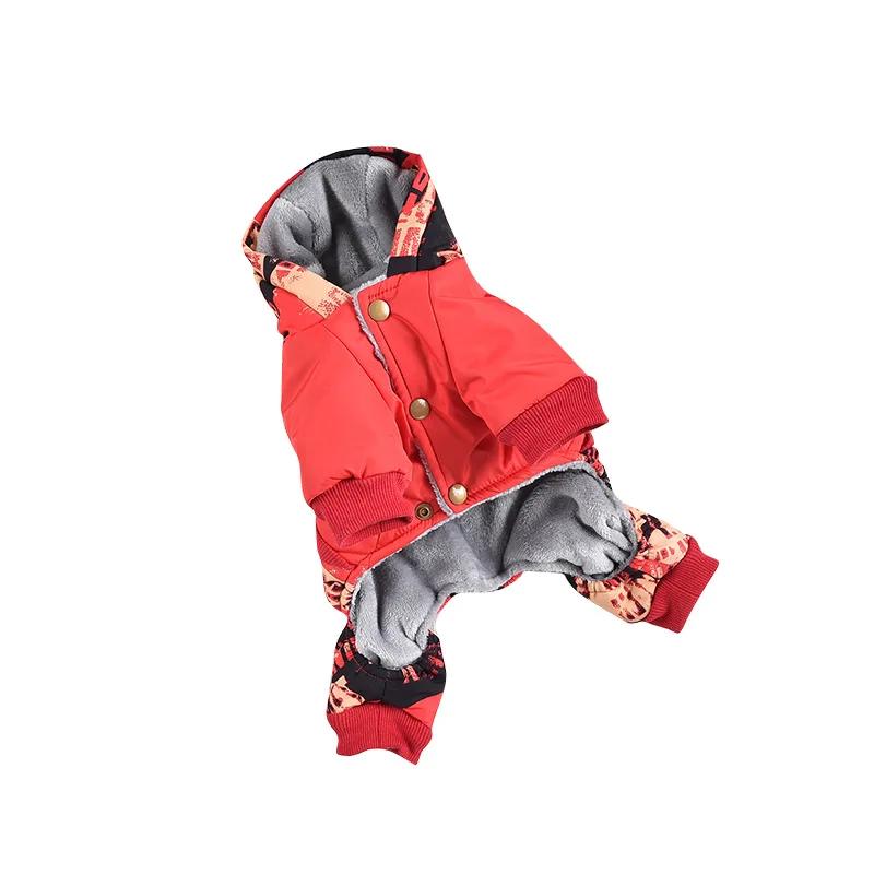 Parkas für vierbeinige Hunde mit Kapuze, warm, bedruckt, für vierbeinige Hunde, winddicht, für den Außenbereich, Overall, Kleidung für kleine Hunde, Welpenkleidung
