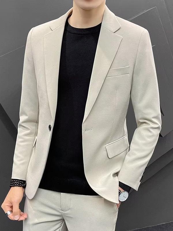 Men's 2024 Autumn/Winter Hong Kong Style Slim Fit Business Suit Jacket for Weddings and Formal Occasions.