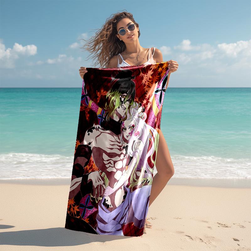 Beach Towel with Demon Slayer characters1 Pattern - soft,absorbent,machine washable Lightweight&Modern,swimming,Travel Essentials
