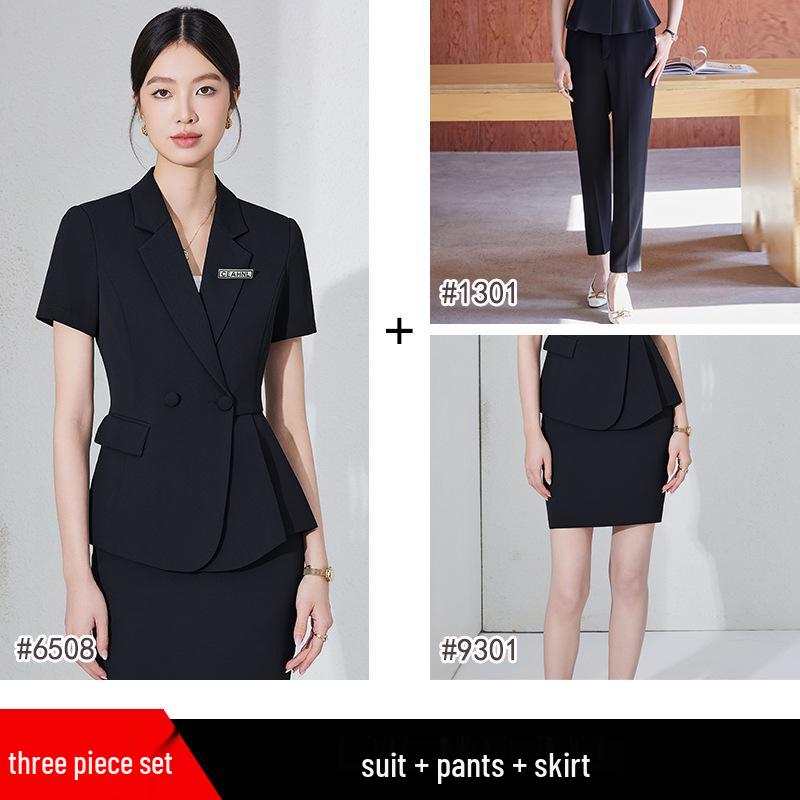 Summer 2024 Women's Professional Short Sleeve Suit Set for Reception & Retail Work