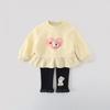 2026 Winter Toddler Girls Warm Fleece Hoodie Pants Set Princess Style Outfit 1-3 Years