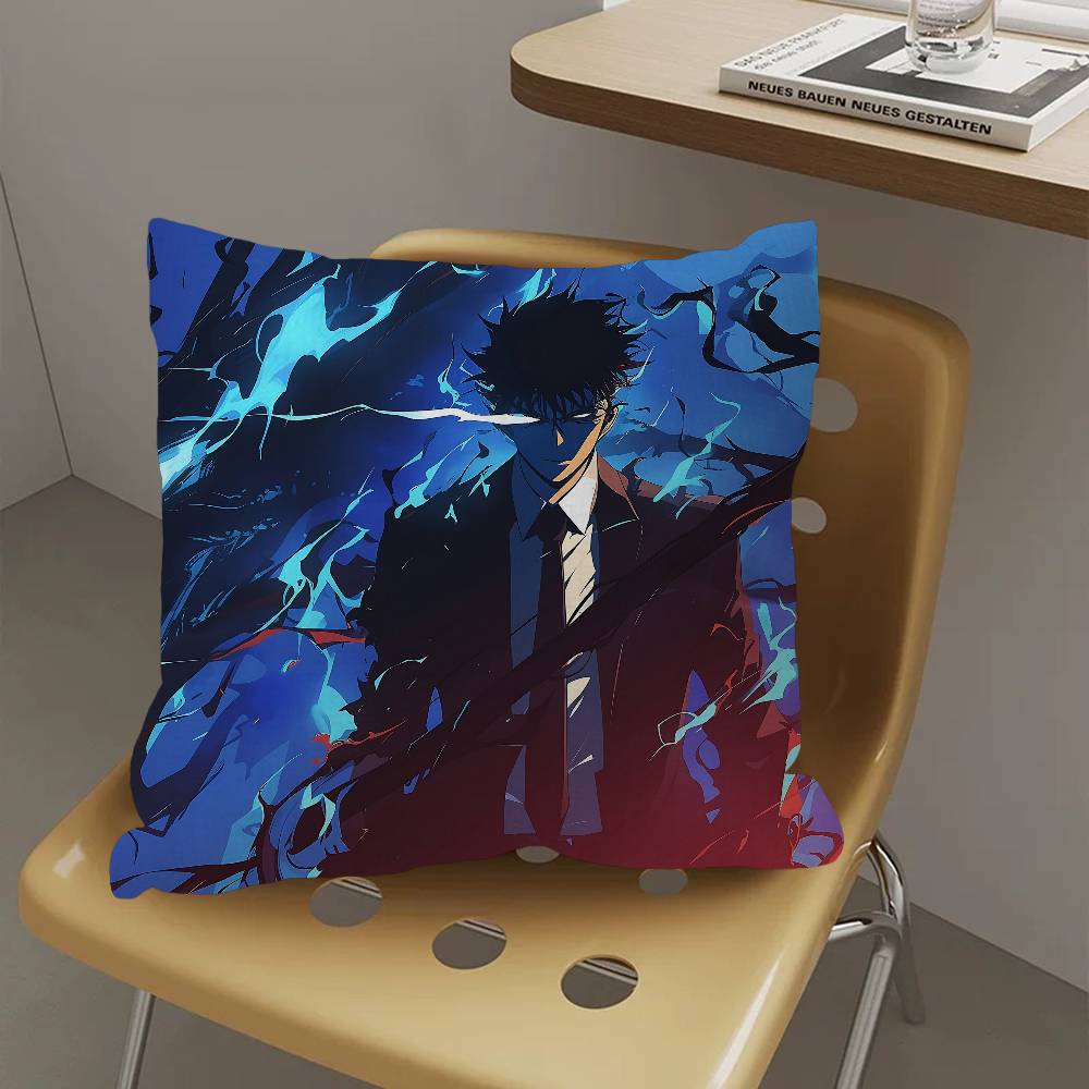 Oreiller Anime Solo Leveling Oreiller Anime Housse de Coussin de Tête de Canapé Lit Housse de Coussin 45x45 cm Mode 60x60cm