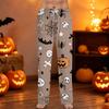 Men's Halloween Printed Drawstring Lounge Pants Casual Relaxed Fit Sleepwear with Pumpkin and Bat Pattern for Home and