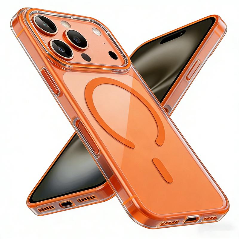 Transparent Phone Case For iPhone 17 16 15 14 13 Pro Max Plus 17 Air 16e Clear For Magsafe Magnetic Wireless Metal Button Cover