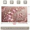1pc Birthday 18th Glitter Floral Hanging Banner Pink Golden Golden Polyester