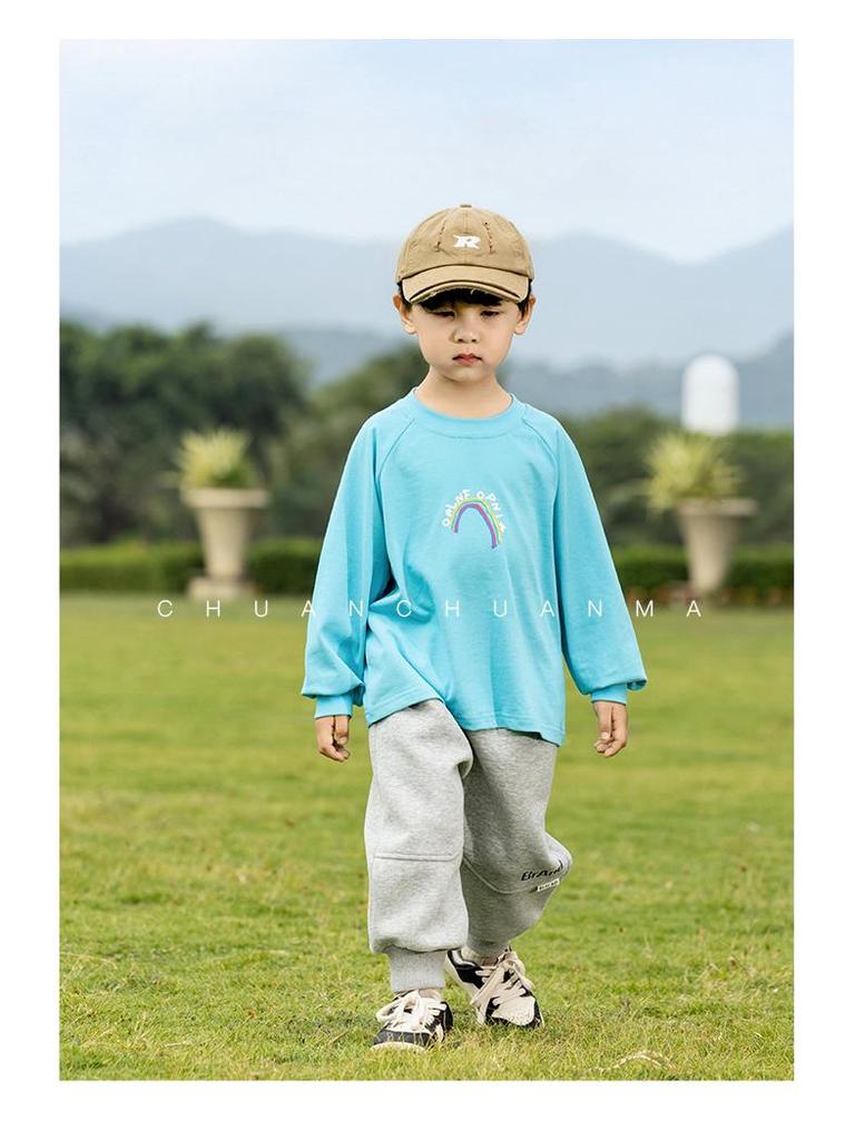 Nausicaa 2025 Spring Rainbow Letter T-shirt for Kids – All-match Loose Top for Boys & Girls