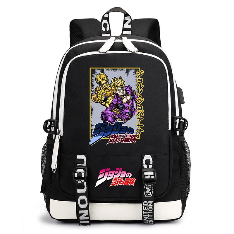 Anime JoJo Print Lightweight Student Backpack Casual Daypack for Teen Kids Junior School Bag